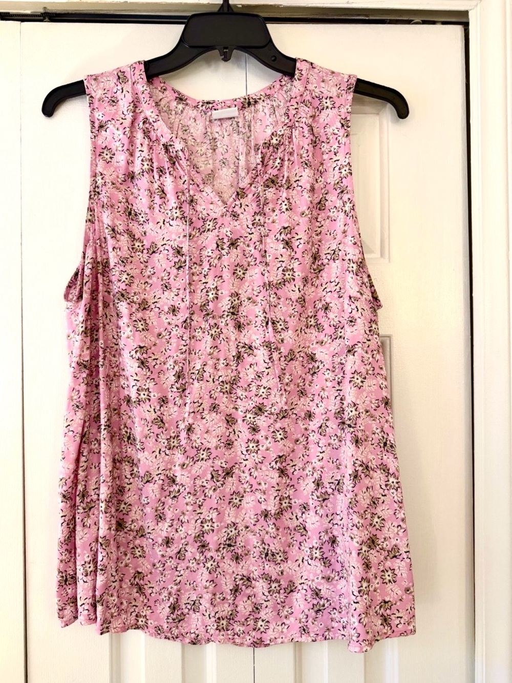 croft & barrow Pink Floral V-Neck Sleeveless Tank Top XXL*